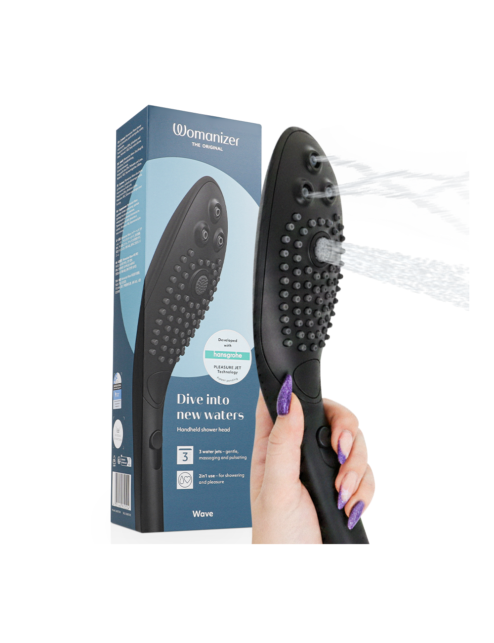 WOMANIZER - SOFFIONE DOCCIA STIMOLANTE CLITORIDEO WAVE NERO