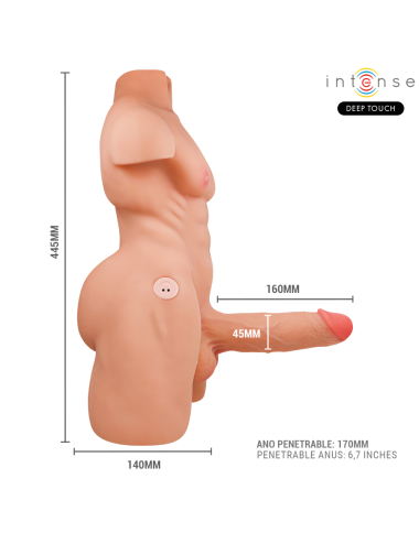 INTENSE DEEP TOUCH - MARTY TORSO CON ANO E DILDO REALISTICO CON SPINTA E VIBRAZIONE, TELECOMANDO, 6,2 KG