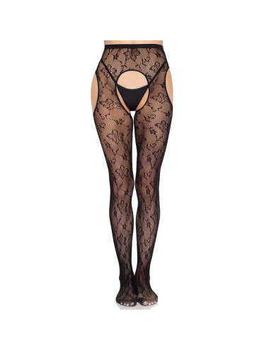 LEG AVENUE - COLLANT CON REGGICALZE BLOOM NET 1967 NERO - TAGLIA UNICA