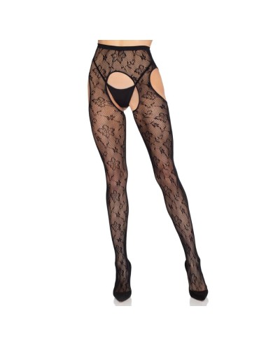 LEG AVENUE - COLLANT CON REGGICALZE BLOOM NET 1967 NERO - TAGLIA UNICA