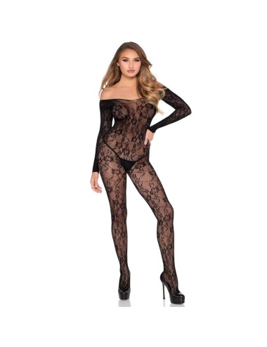 LEG AVENUE - 89366 BODYSTOCKING IN PIZZO NERO - TAGLIA UNICA