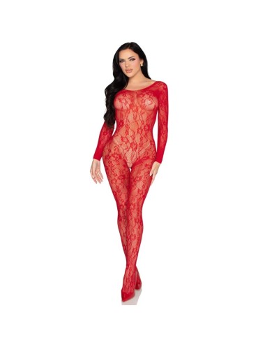LEG AVENUE - 89366 BODYSTOCKING IN PIZZO ROSSO - TAGLIA UNICA