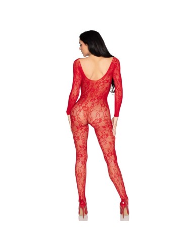 LEG AVENUE - 89366 BODYSTOCKING IN PIZZO ROSSO - TAGLIA UNICA