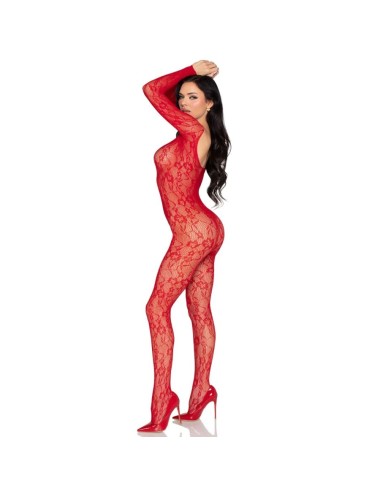 LEG AVENUE - 89366 BODYSTOCKING IN PIZZO ROSSO - TAGLIA UNICA