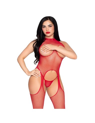 LEG AVENUE - 89374 BODYSTOCKING E SLIP SENZA COPPE ROSSO - TAGLIA UNICA