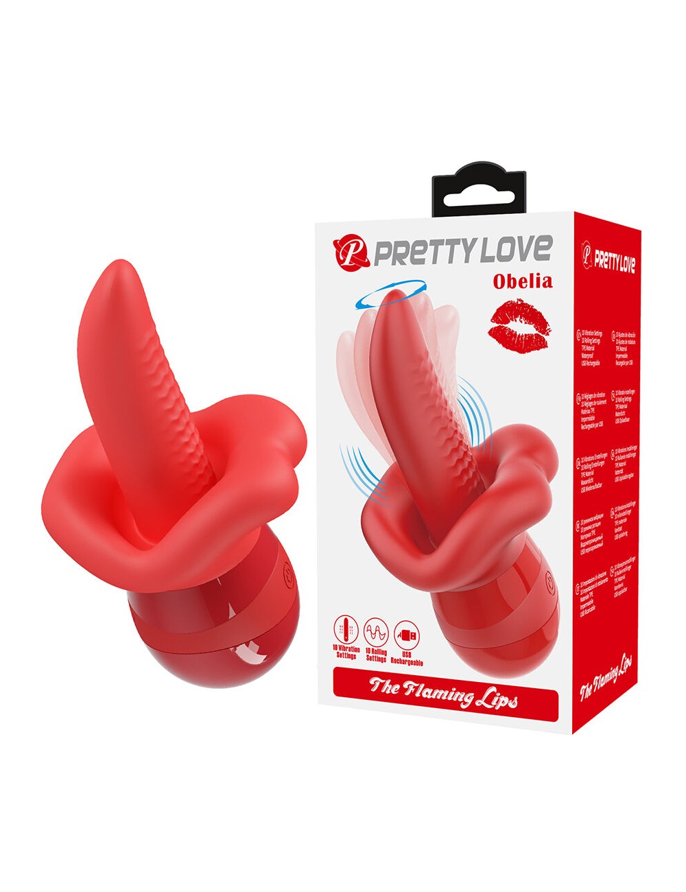 PRETTY LOVE - OBELIA MASTURBATORE VIBRATORE CON LINGUA E MOVIMENTO ORBITALE