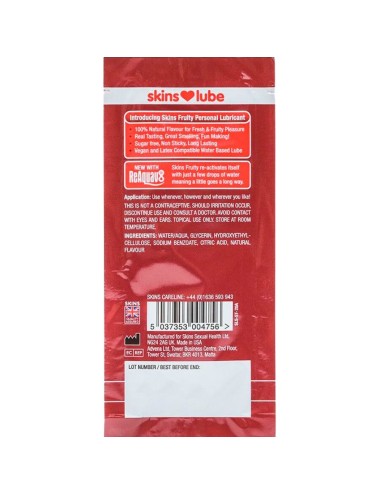 SKINS - LUBRIFICANTE FRUTTATO A BASE D'ACQUA FRAGOLA MONODOSE 5 ML