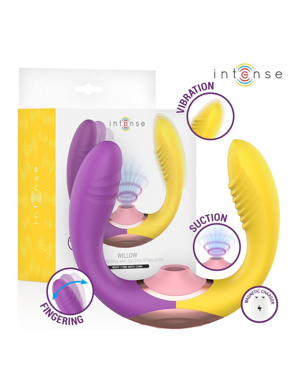 INTENSE - WILLOW  STIMOLATORE A VIBRAZIONE E ASPIRAZIONE 3 IN 1