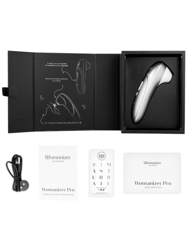 WOMANIZER - STIMOLATORE CLITORIDEO PRO VIBRANTE, COLORE ARGENTO E GRIGIO