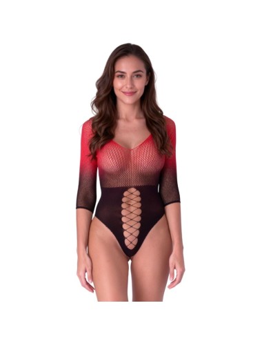 PASSION - BS118 BODYSTOCKING IN RETE NERA E ROSSA