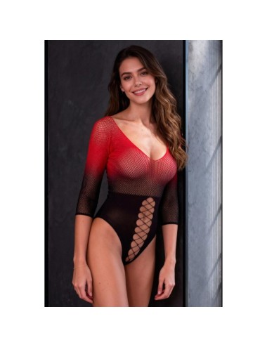 PASSION - BS118 BODYSTOCKING IN RETE NERA E ROSSA