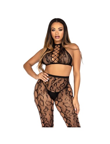 LEG AVENUE - 89372 CROP TOP E COLLANT SENZA CAVALLO NERO - TAGLIA UNICA