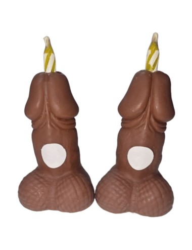 DIABLO PICANTE - CANDELE CON NUMERI DI COMPLEANNO A FORMA DI PENE TONO SCURO 2 UNITÀ