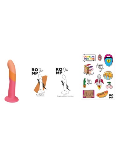ROMP - DIZI DILDO IN SILICONE CON VENTOSA TRICOLORE 18 CM