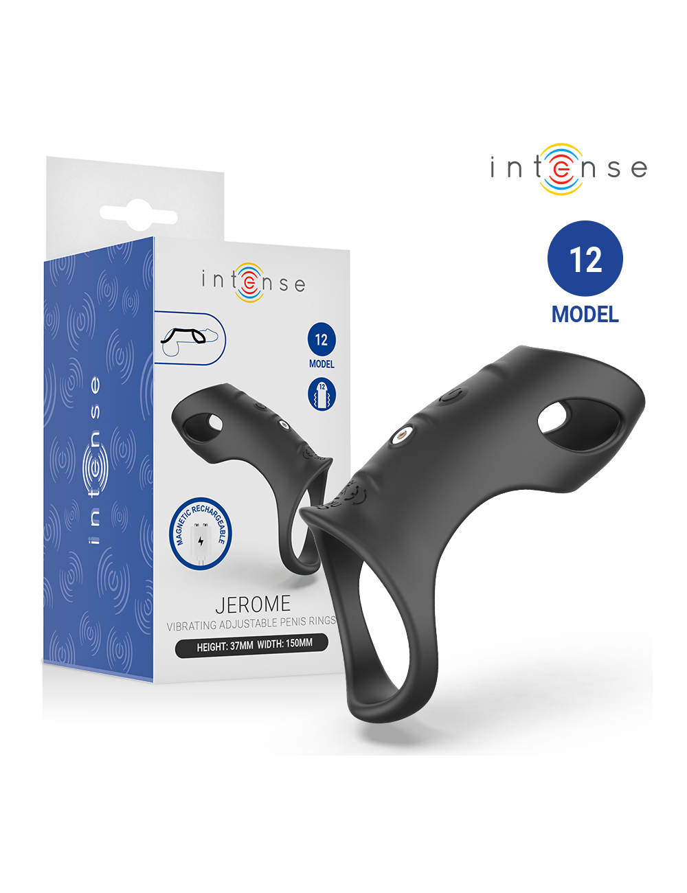 INTENSE - JEROME ANELLO PER PENE VIBRANTE REGOLABILE MODELLO 12
