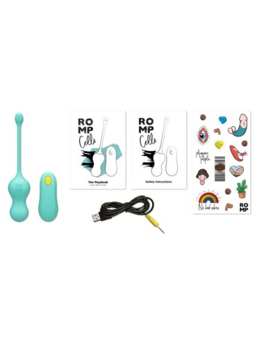 ROMP - CELLO VIBRATORE MULTIFUNZIONE A UOVO TURCHESE CON TELECOMANDO