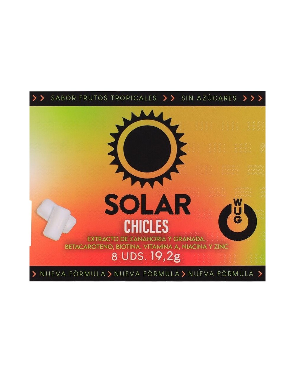 WUG SOLAR - GOMME DA MASTICARE FUNZIONALI CON VITAMINE E ZINCO AL GUSTO DI FRUTTI TROPICALI