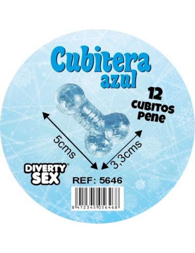 DIABLO PICANTE - 12 PENI IN SILICONE RIGIDO DA APPENDERE A UN SECCHIELLO PER IL GHIACCIO BLU