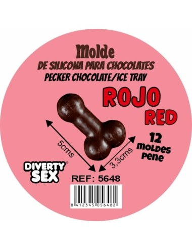 DIABLO PICANTE - STAMPO PER CIOCCOLATO CON 12 PENI IN SILICONE DA APPENDERE ROSSO