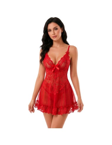 LIVCO CORSETTI FASHION - SET NUIT T-SHIRT + PANTY ROSSO 2028 S/M
