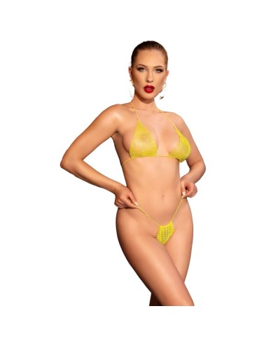 CHILIROSE - CR 4898 BIKINI GIALLO CON STRASS TAGLIA UNICA