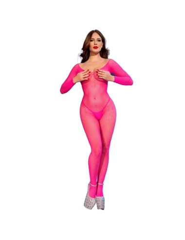 CHILIROSE - CR 4894 BODYSTOCKING IN RETE ROSA NEON S/M