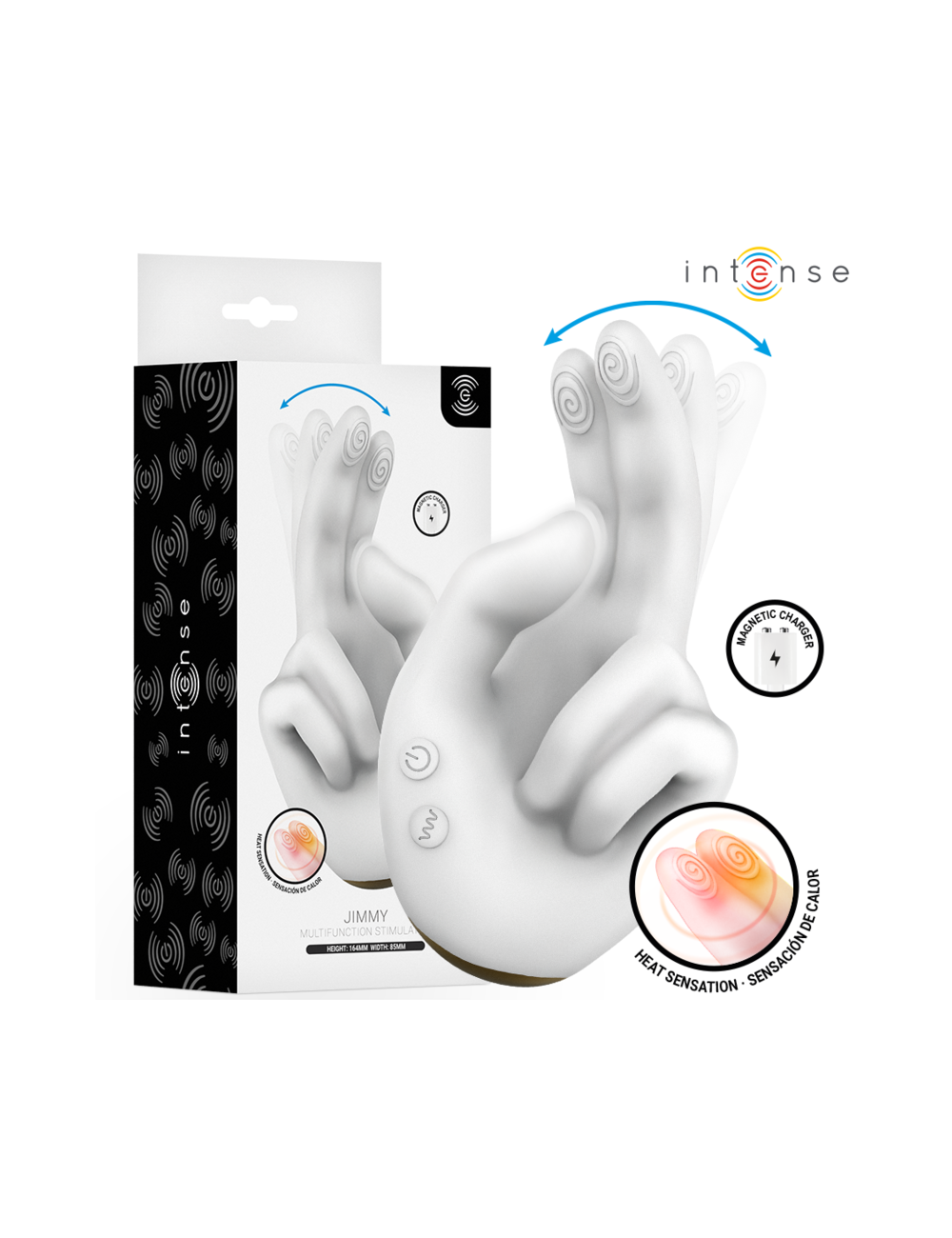 INTENSE - JIMMY STIMOLATORE MULTIFUNZIONE A FORMA DI MANO CON VIBRAZIONE E CALORE