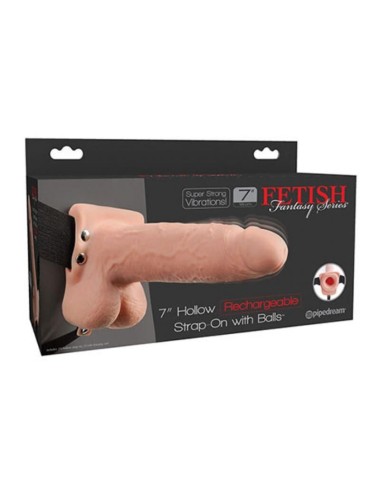 FETISH FANTASY SERIES - STRAP-ON VIBRANTE CAVO REALISTICO CON SFERE DA 17,8 CM
