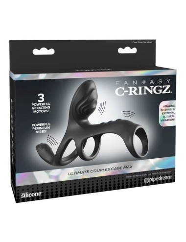 FANTASY C-RINGZ - GABBIA PER COPPIE DEFINITIVA, ANELLO VIBRANTE PER PENE MAX 19,5 CM