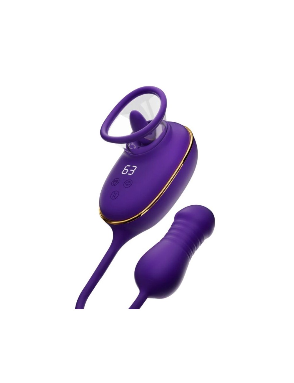 SHE.E.O - STRUMENTO DI ASPIRAZIONE CLITORIDEA CON EFFETTO LECCHIO E STIMOLATORE ANALE VIOLA
