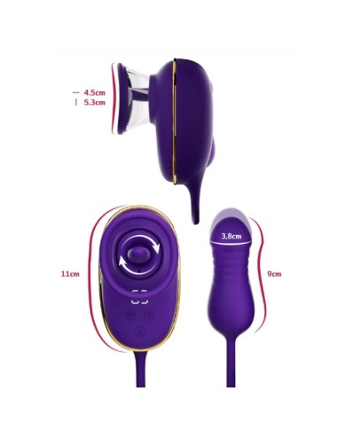 SHE.E.O - STRUMENTO DI ASPIRAZIONE CLITORIDEA CON EFFETTO LECCHIO E STIMOLATORE ANALE VIOLA