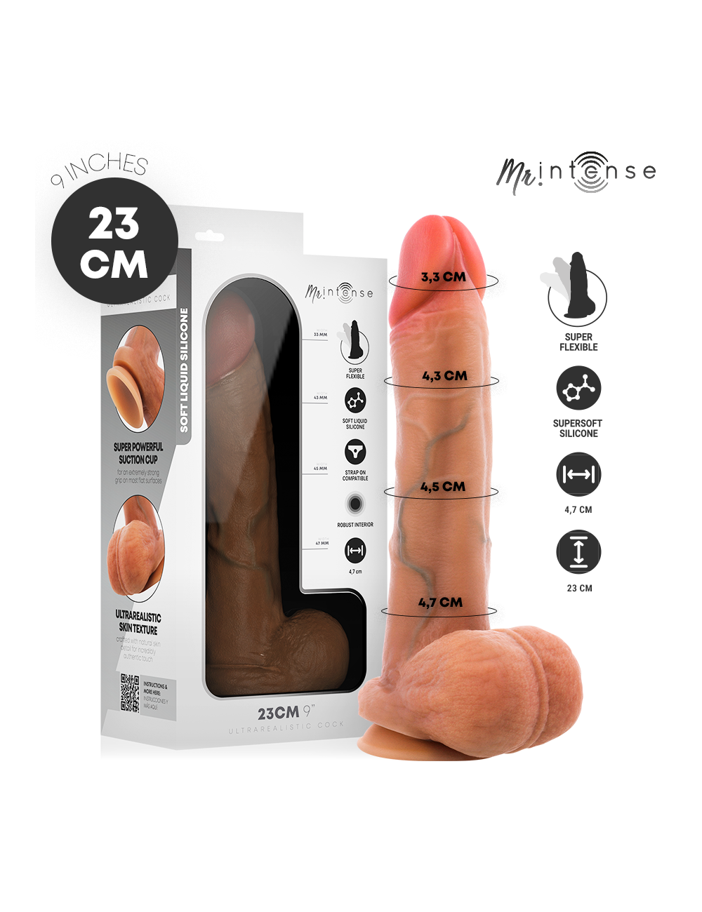 MR INTENSE - GARY L PENE IN SILICONE ULTRA-REALISTICO CON TESTICOLI 23 CM - Ø- 4
