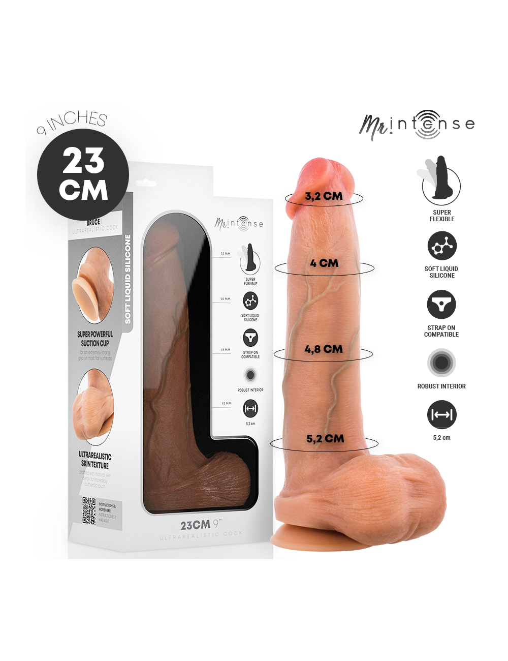 MR INTENSE - BRUCE L DILDO SILICONICA 23 CM -Ø- 5.2 CM