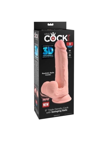 KING COCK PLUS - DILDO REALISTICO A TRIPLA DENSITÀ CON TESTICOLI OSCILLANTI 23 CM CARNE