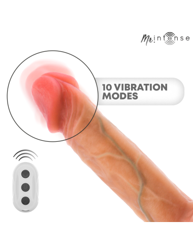 MR INTENSE - DILDO VIBRANTE LOGAN IN SILICONE CON EFFETTO CALORE E TELECOMANDO 20 CM -Ø- 4,1 CM