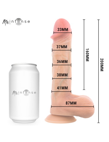 MR INTENSE - DILDO VIBRANTE LOGAN IN SILICONE CON EFFETTO CALORE E TELECOMANDO 20 CM -Ø- 4,1 CM