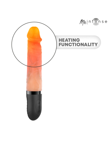 MR INTENSE - VIBRATORE JEANS SU E GIÙ IN SILICONE CON EFFETTO CALORE 24 CM -Ø- 3,8 CM