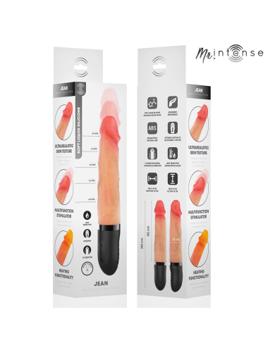 MR INTENSE - VIBRATORE JEANS SU E GIÙ IN SILICONE CON EFFETTO CALORE 24 CM -Ø- 3,8 CM