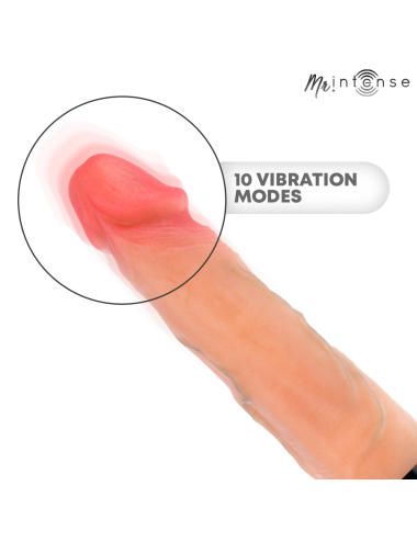 MR INTENSE - VIBRATORE JEANS SU E GIÙ IN SILICONE CON EFFETTO CALORE 24 CM -Ø- 3,8 CM