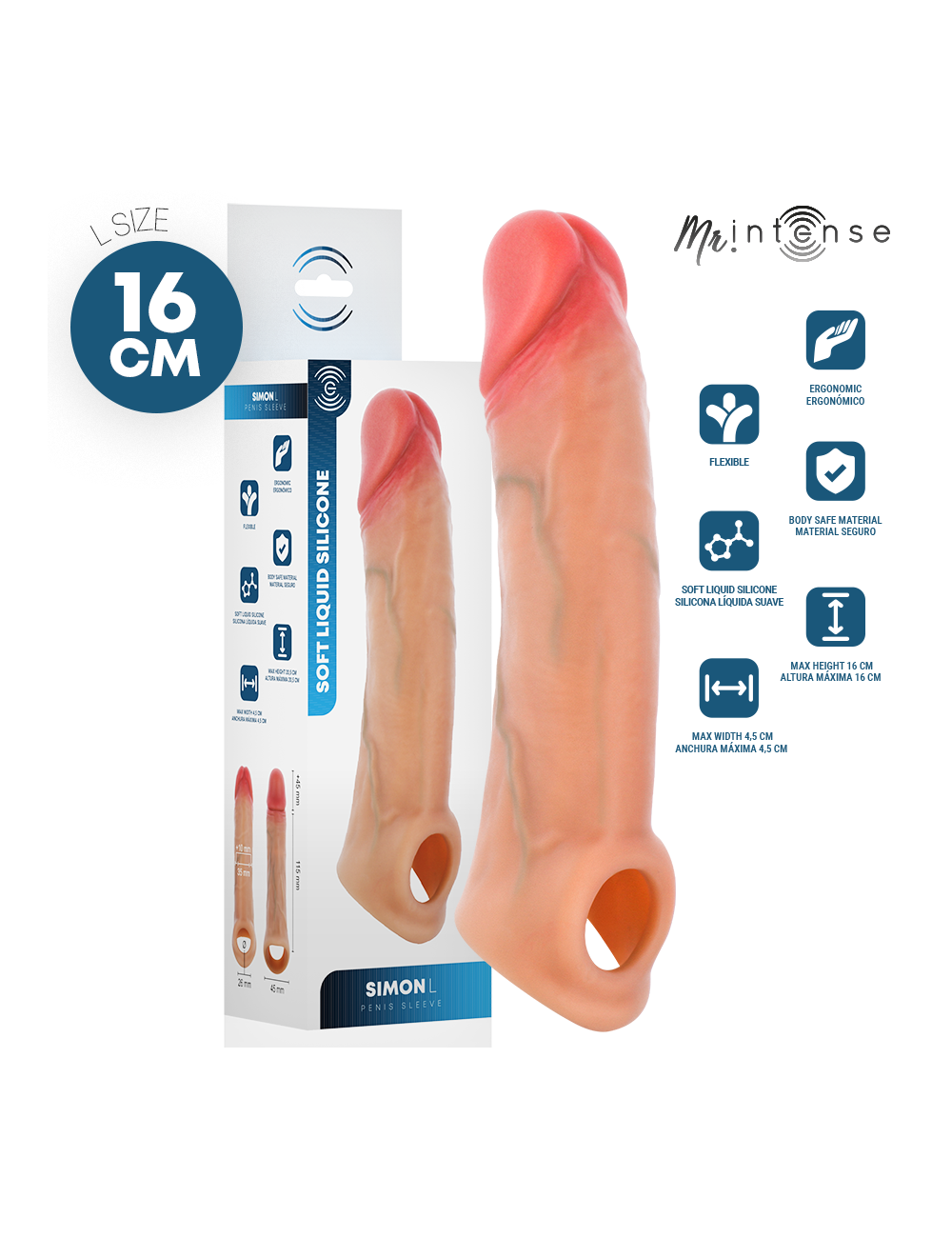 MR INTENSE - SIMON L COPRI PENE IN SILICONE 16 CM -Ø- 4