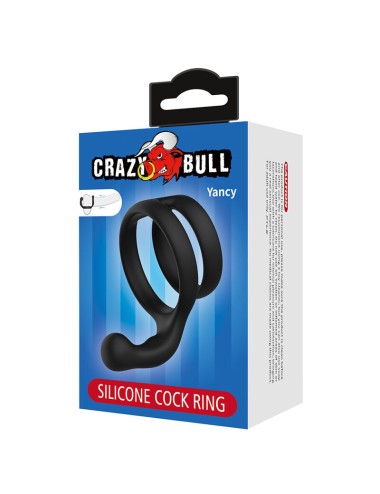CRAZY BULL - YANCY DOPPIO ANELLO PER PENE E TESTICOLI NERO