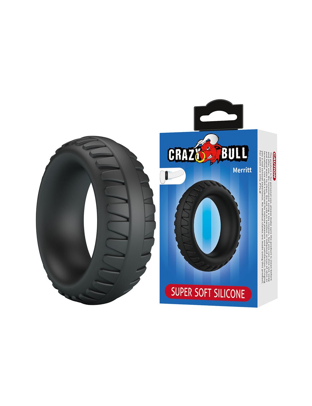 CRAZY BULL - ANELLO PER PENE IN SILICONE TESTURIZZATO MERRITT NERO