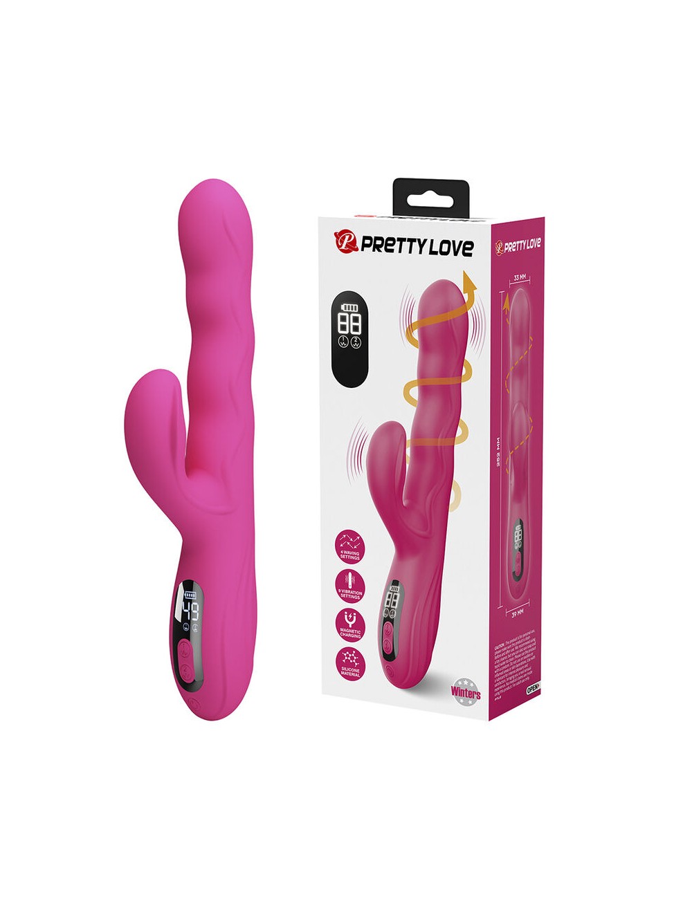 PRETTY LOVE - VIBRATORE A CONIGLIO MULTIFUNZIONE INVERNALE CON DISPLAY LED ROSA