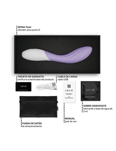 LELO - MONA TWIST VIBRATORE PER IL PUNTO G RICARICABILE E CONTROLLABILE TRAMITE APP, COLORE LAVANDA