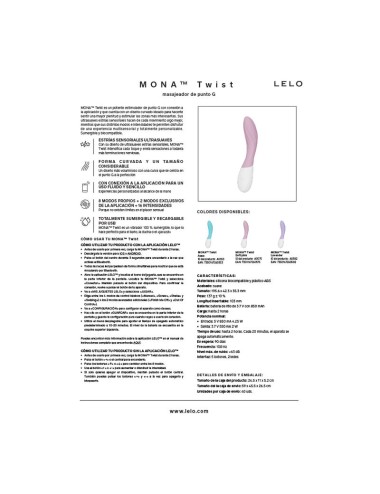 LELO - MONA TWIST VIBRATORE PER IL PUNTO G RICARICABILE E CONTROLLABILE TRAMITE APP, COLORE LAVANDA