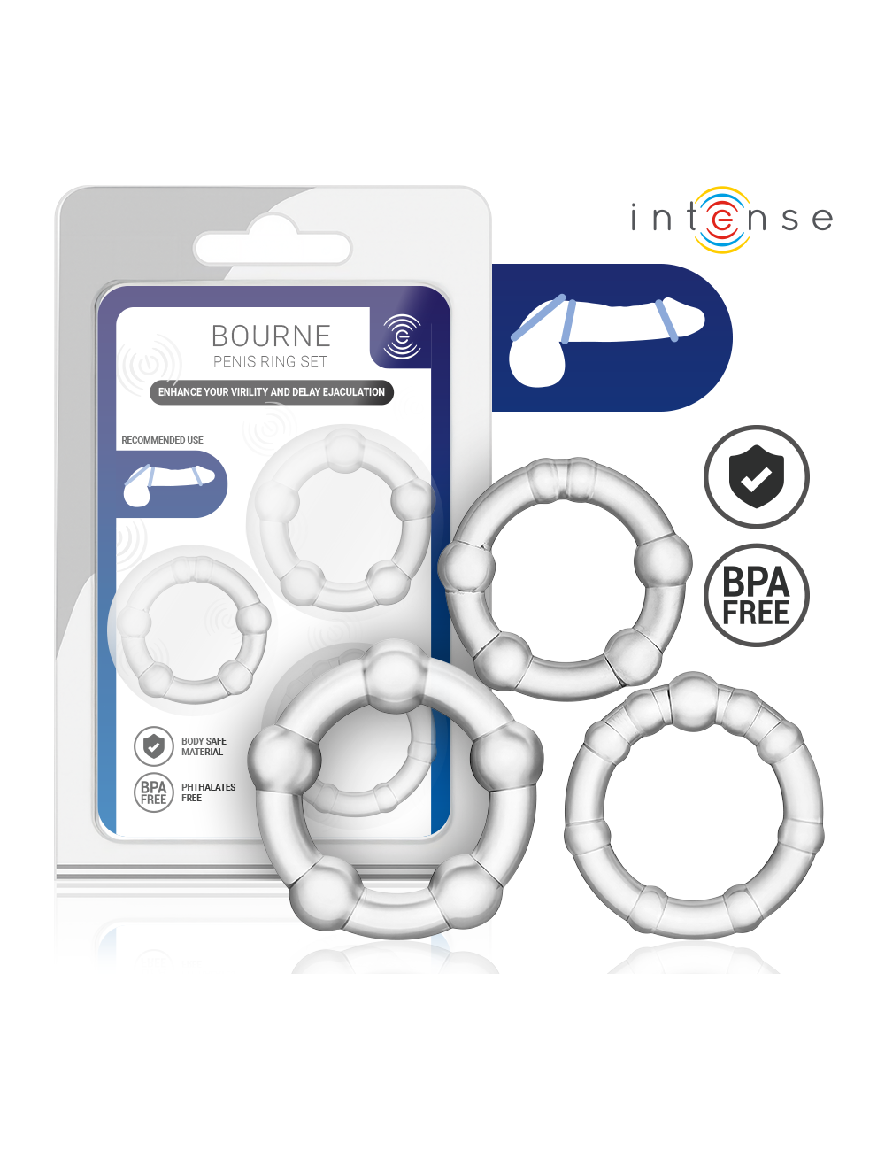 INTENSE - SET DI 3 ANELLI PER PENE BOURNE