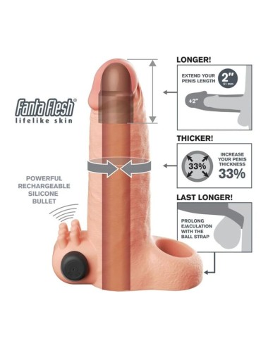 FANTASY X-TENSIONS - VIBRANTE REALISTICO MANICOTTO PER PENE DA 5 CM, BEIGE