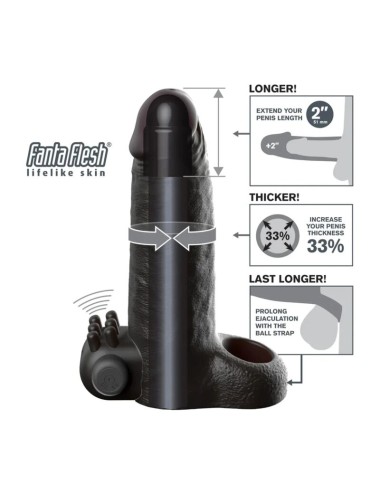 FANTASY X-TENSIONS - VIBRANTE REALISTICO MANICOTTO PER PENE DA 5 CM, NERO