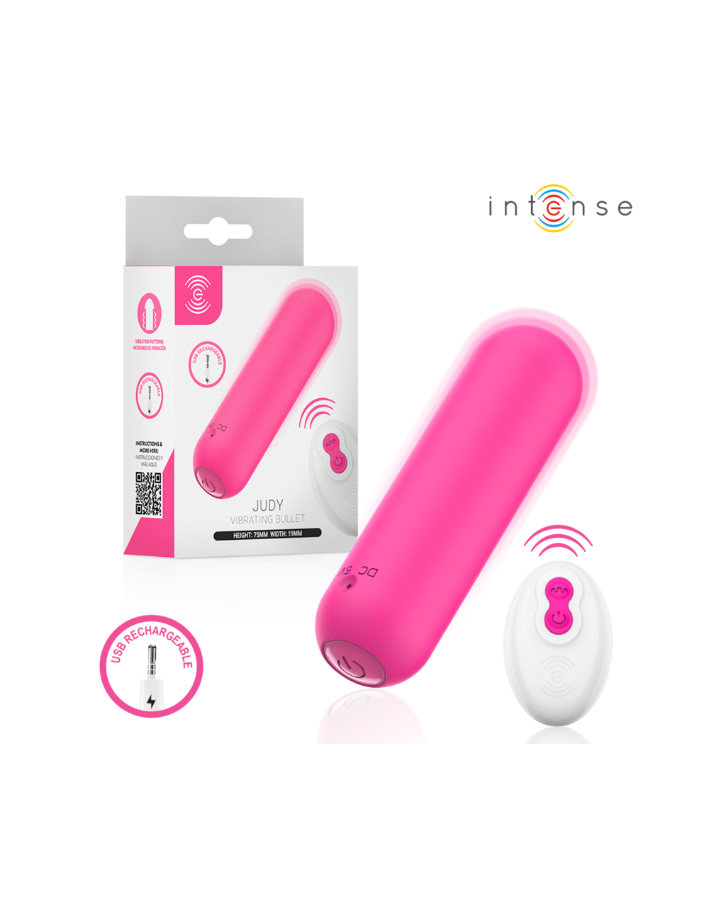 INTENSE - JUDY VIBRATORE RICARICABILE A FORMA DI BULBO CON TELECOMANDO ROSA