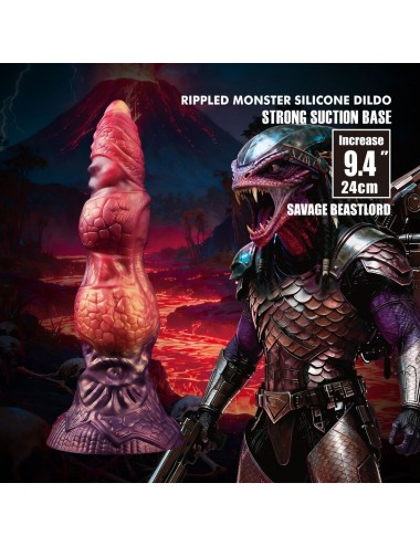POWER MONSTERS - SAVAGE BEASTLORD TRICOLOR FANTASY DILDO IN SILICONE 24 CM Ø 5 CM